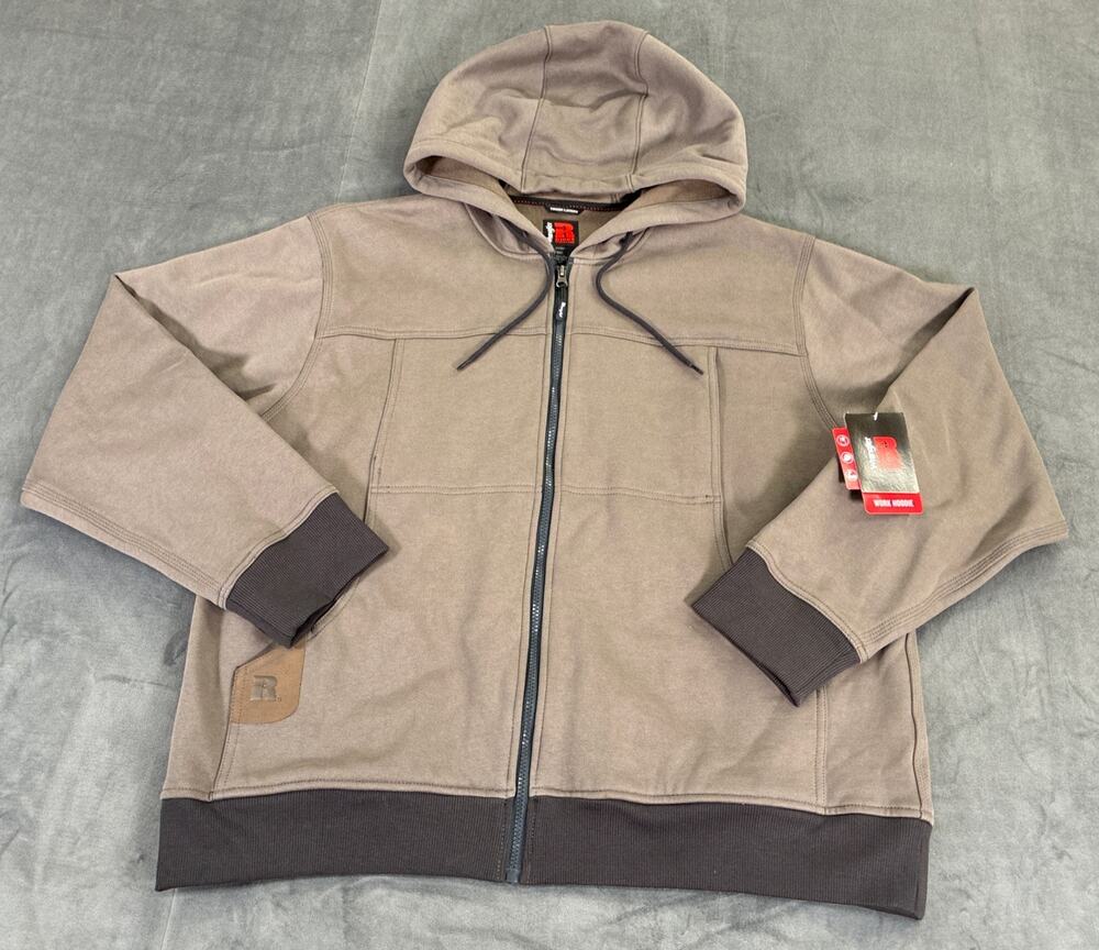 NWT Wrangler Riggs Workwear Hoodie Mens XXL Granite Gray Full Zip Heavy Duty